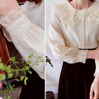 Lace-collar Cotton Blouse