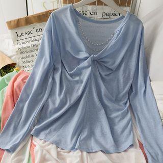 Pearl-neckline Twisted Light Top