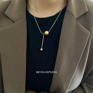 Alloy Bead Necklace E247 - Gold - One Size