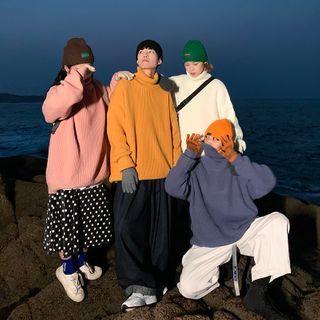 Long-sleeve Mock-neck Knit Sweater