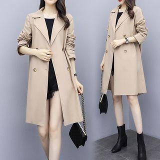 Floral Embroidered Double Breasted Trench Coat