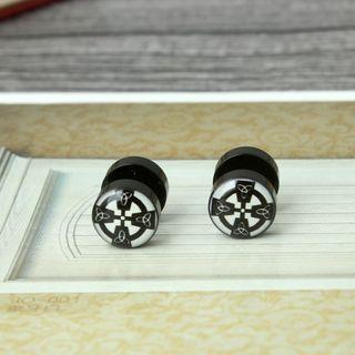 Round Stud Earring 1 Pc - Black - One Size