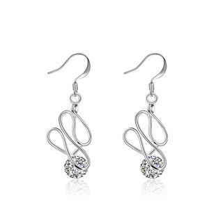 Simple And Fashion Twisted Geometric Earrings With Cubic Zircon Silver - One Size
