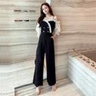 Cold-shoulder Double-breasted Jumpsuit