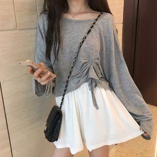 Long-sleeve Drawstring T-shirt / Elastic Waist Shorts