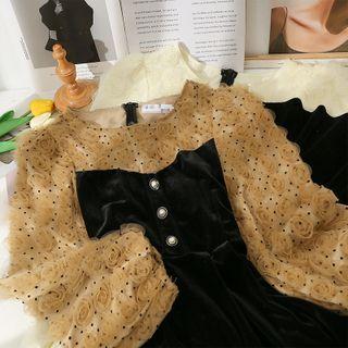 Patchwork Velvet Midi Dress