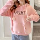 Pom Pom Letter Embroidered Hoodie