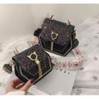 Sequined Embroidered Trim Hexagon Crossbody Bag