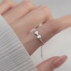 Sterling Silver Rhinestone Ribbon Open Ring Silver - One Size