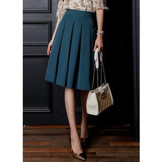 Pleated-front Tie-waist Midi Skirt