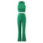 Set: Crop Tank Top + High Waist Slit Pants