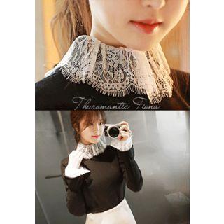 Lace-cuff Slim-fit Knit Top
