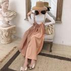Pleated Midi Skirt With Suspender