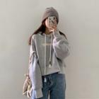 Letter-printed Fleece-lined Cropped Hoodie