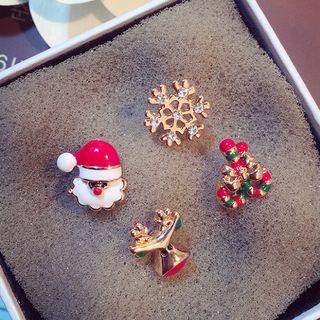 Set Of 4: Christmas Stud Earring Set Of 4 - One Size