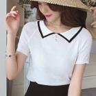Short-sleeve Striped Polo Knit Dress