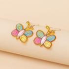 Butterfly Stud Earring 1 Pair - Blue & Pink & Yellow - One Size