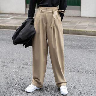 Bow-waist Wide-leg Dress Pants