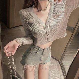 Crop Knit Top Gray - One Size
