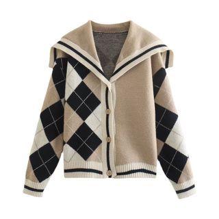 Collar Argyle Cardigan