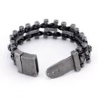 Steel Strap Buckled Bracelet Black Silver - One Size