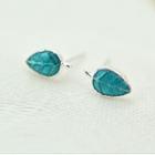 Leaf Glaze Earring 1 Pair - 925 Silver Needle - Blue - One Size