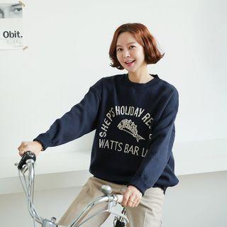 Drop-shoulder Printed Knit Top