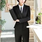 Striped Long-sleeve Shirt / Plain Blazer / Skirt / Dress Pants