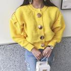 Dolman-sleeve Metal-button Cardigan
