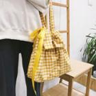 Plaid Drawstring Tote Bag