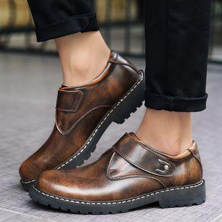 Faux Leather Hook & Loop Monk Shoes