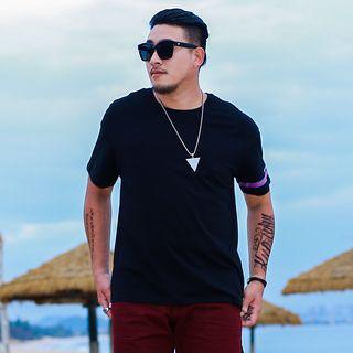 Short-sleeve Letter Contrast Trim T-shirt
