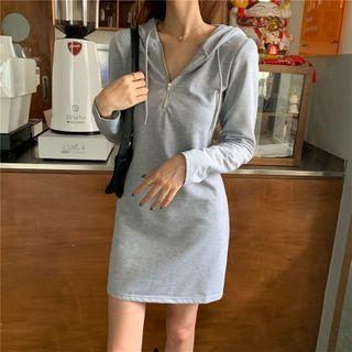 Half-zip Mini Sheath Hoodie Dress