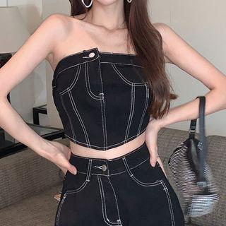 Denim Tube Top / Flared Jeans