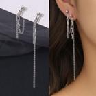 Chain Fringed Sterling Silver Ear Stud 1 Pair - Silver - One Size