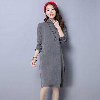 Long-sleeve Mock-neck T-shirt Dress