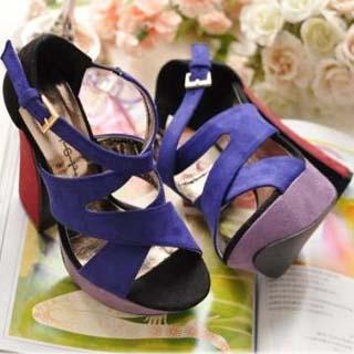 Cross-strap Color-block Platform Sandals
