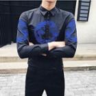 Embroidered Slim-fit Long-sleeve Shirt