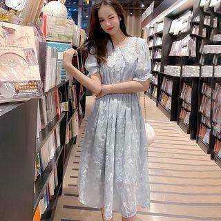 Bell-sleeve Embroidered Dress