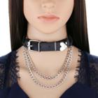 Heart Alloy Chained Faux Leather Choker
