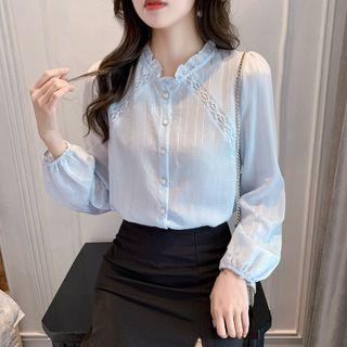 Ruffled Button-up Chiffon Blouse