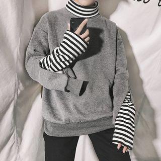 Mock Two Piece Turtleneck Sweatshirt