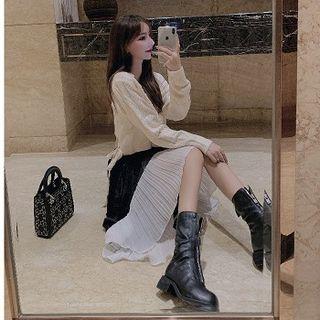 V-neck Sweater / Midi Skirt