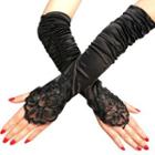 Lace Fingerless Gloves Black - One Size