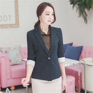 Tie-neck Frill-trim Check Blouse