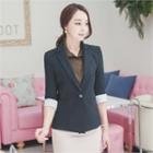Tie-neck Frill-trim Check Blouse