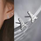 Non-matching Rhinestone Eiffel Tower Earring 1 Pair - Silver - One Size
