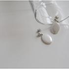 Oval Pearl Dangle Earrings Silver - One Size