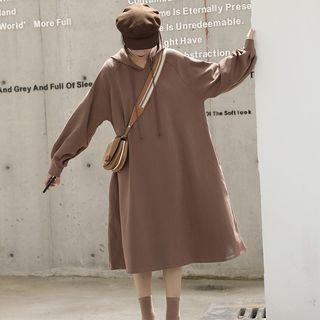 Lettering Embroidered Midi Hoodie Dress