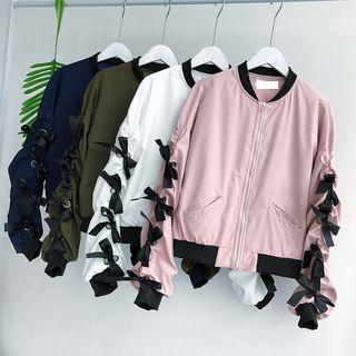 Tie-sleeve Zip Jacket